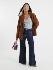 River Island Petite High Rise Relaxed Flare Jeans - Image 1 of 4