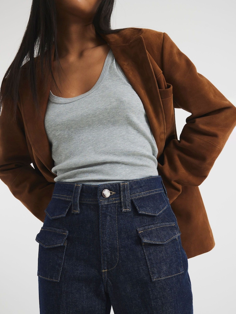 River Island Petite High Rise Relaxed Flare Jeans - Image 4 of 4