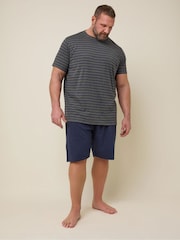 BadRhino Big & Tall Grey 100% Cotton Stripe Pyjamas Set - Image 1 of 6