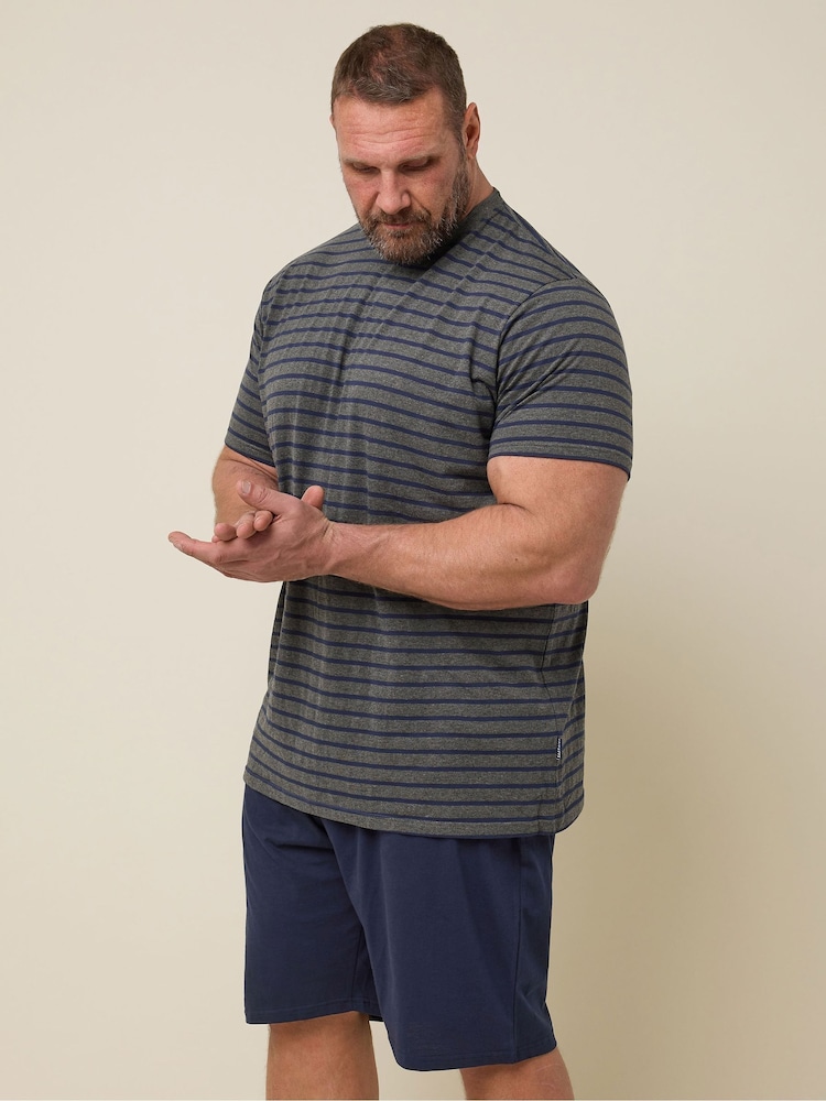 BadRhino Big & Tall Grey 100% Cotton Stripe Pyjamas Set - Image 2 of 6
