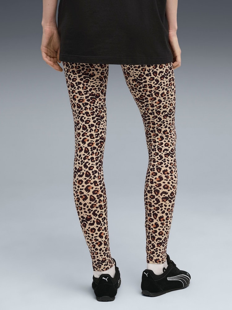 Puma Leopard Womens Essential Animal Print Leggings - Image 2 of 5 Puma Leopard Womens Essential Animal Print Leggings - Image 2 of 5