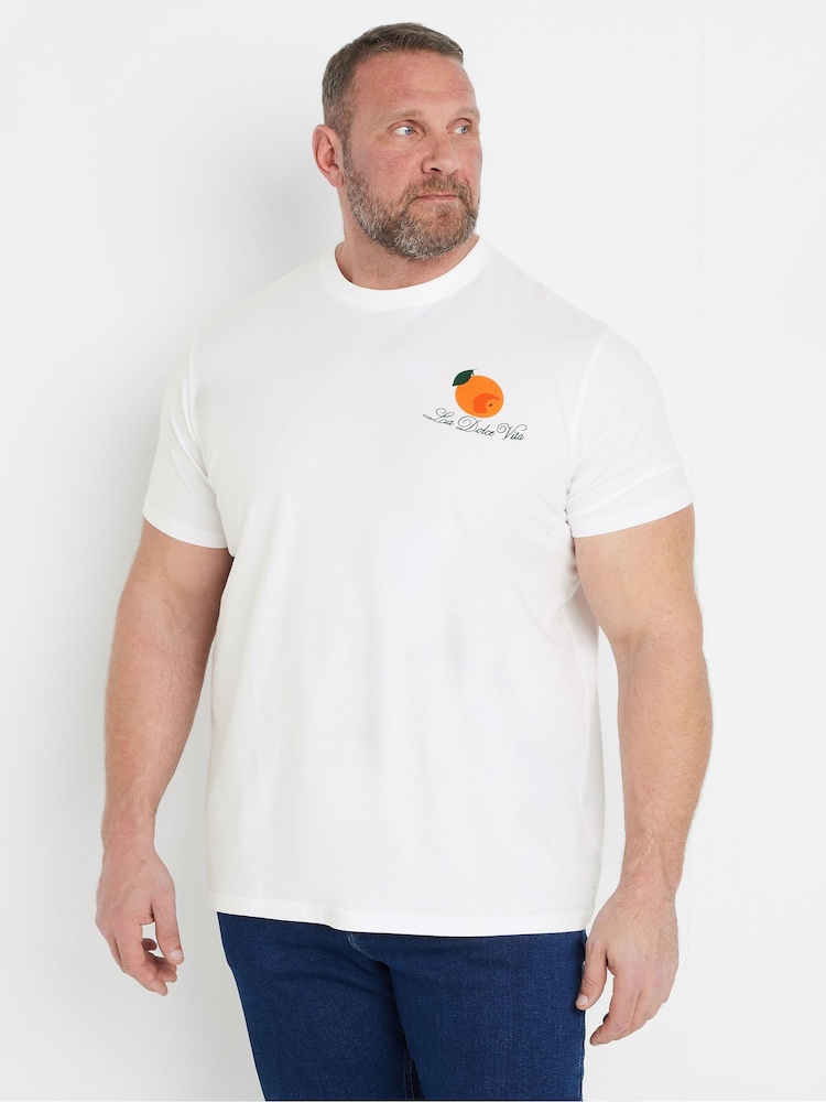 BadRhino Big & Tall White Print 100% Cotton T-Shirt - Image 1 of 5