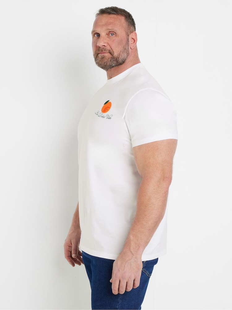 BadRhino Big & Tall White Print 100% Cotton T-Shirt - Image 2 of 5