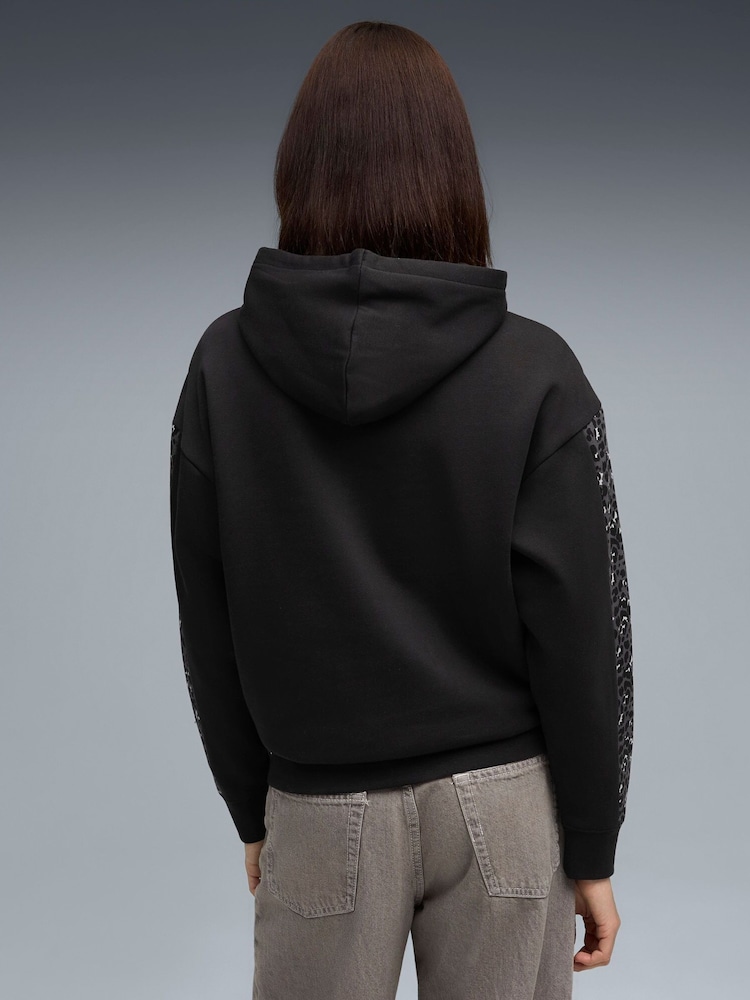 Puma Black Womens Essential Animal Print Comfort Hoodie - Image 2 of 5 Puma Black Womens Essential Animal Print Comfort Hoodie - Image 2 of 5