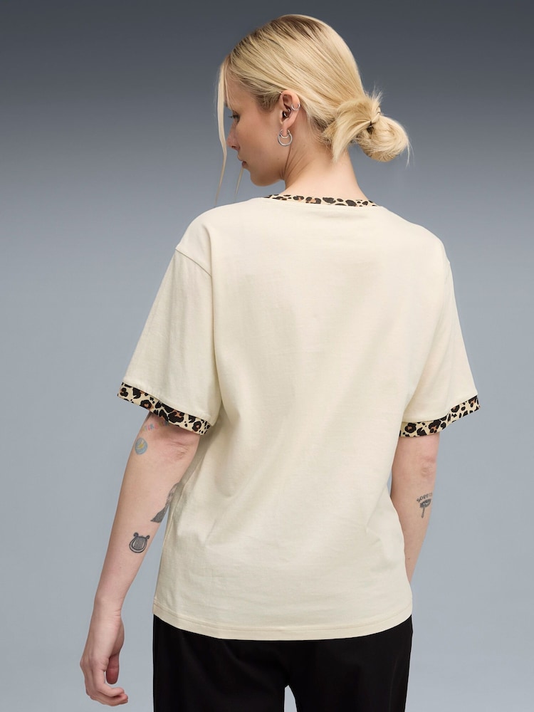 Puma Beige Womens Essential Animla Print Relaxed T-Shirt - Image 2 of 5