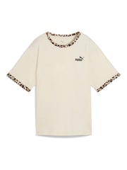 Puma Beige Womens Essential Animla Print Relaxed T-Shirt - Image 4 of 5