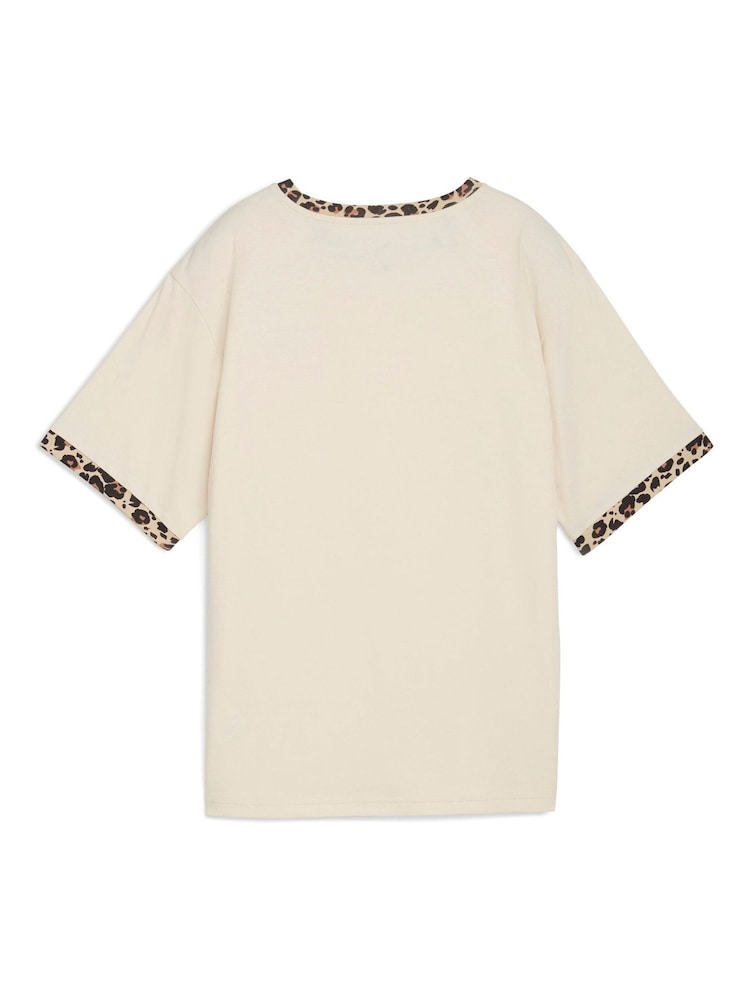 Puma Beige Womens Essential Animla Print Relaxed T-Shirt - Image 5 of 5