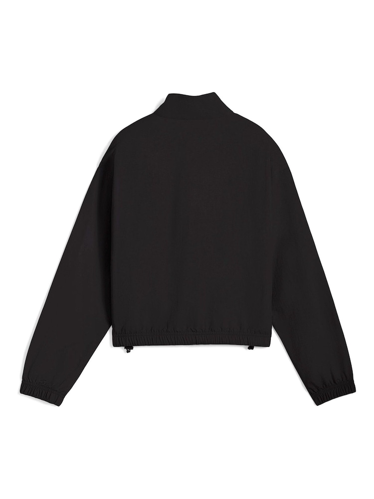 Puma Black Womens Her Relaxed Woven 1/2 Zip Crew Sweatshirt - Image 5 of 5