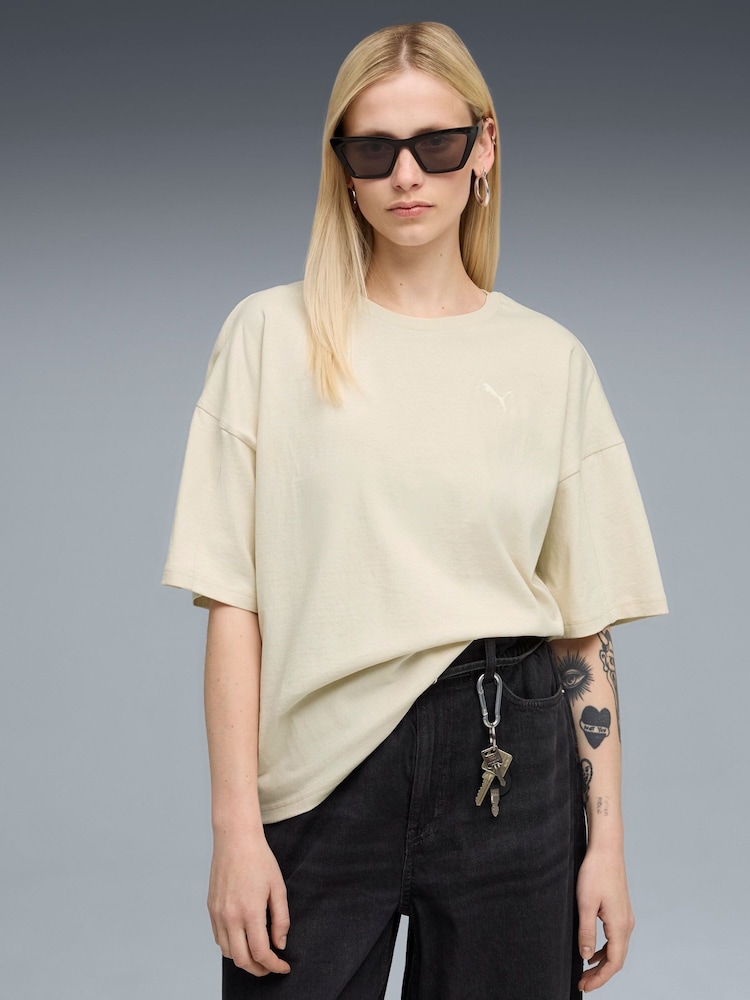 Puma Beige Womens Her Oversized T-Shirt - Image 1 of 5