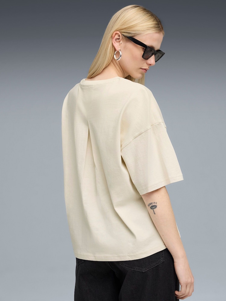 Puma Beige Womens Her Oversized T-Shirt - Image 2 of 5