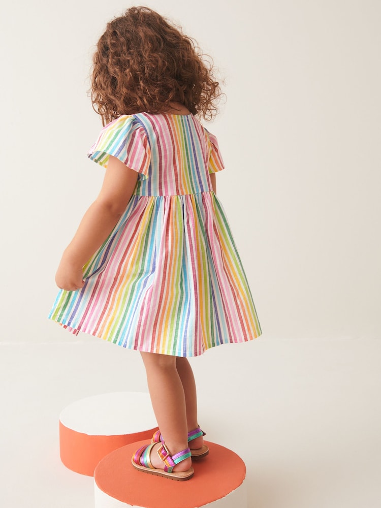 Rainbow Stripe Button Up Summer Dress (3mths-10yrs) - Image 3 of 7