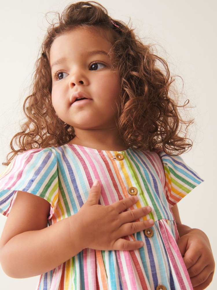 Rainbow Stripe Button Up Summer Dress (3mths-10yrs) - Image 4 of 7