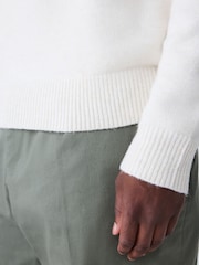 Ecru White Regular Fit Ford Bronco License Graphic Crew Neck Jumper with Wool - Image 5 of 9