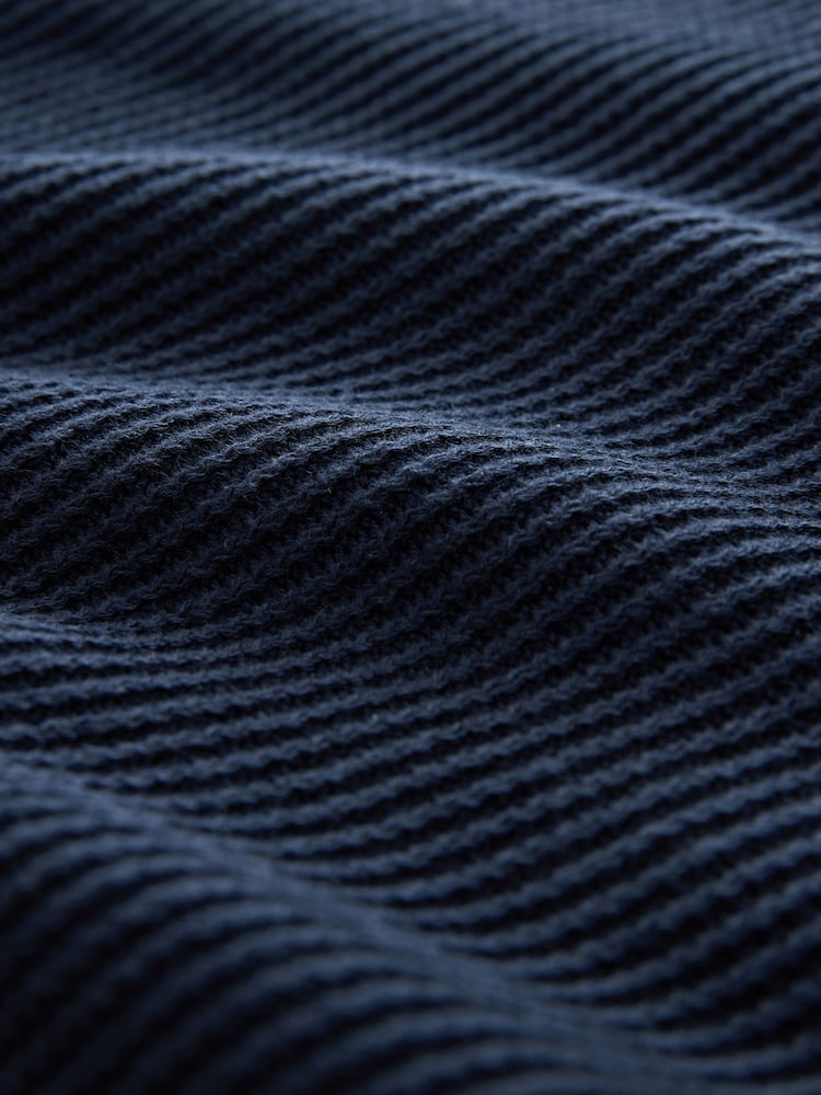 Navy Blue Gingham Stag Regular Fit Mock Shirt Jumper - Image 7 of 7