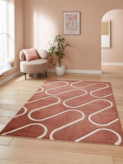 Catherine Lansfield Orange Linear Curve Modern Geometric Rug - Image 1 of 6