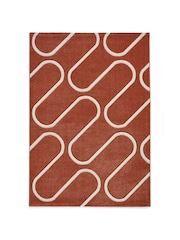 Catherine Lansfield Orange Linear Curve Modern Geometric Rug - Image 2 of 6
