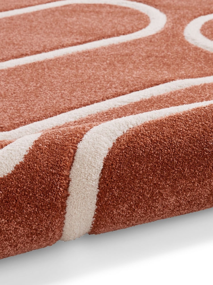 Catherine Lansfield Orange Linear Curve Modern Geometric Rug - Image 6 of 6