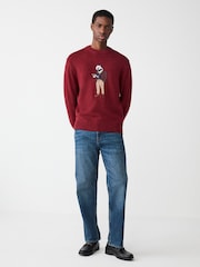 Vermelho Borgonha - Regular Fit Badger Graphic Nep Crew Jumper with Wool - Imagem 2 de 8