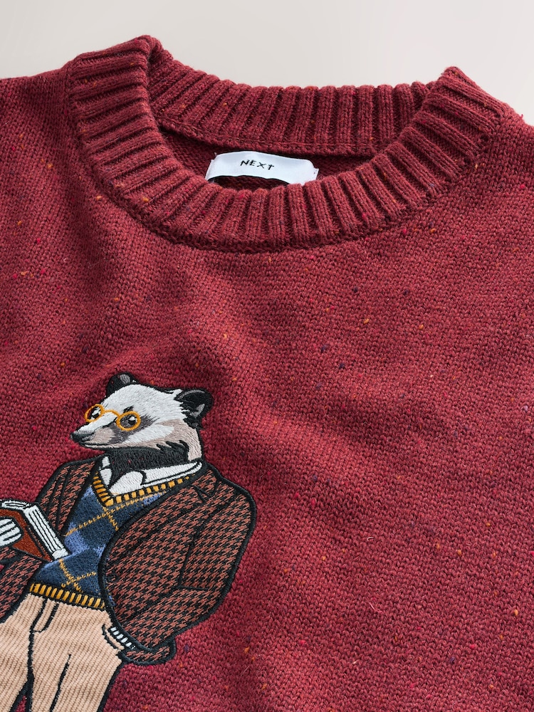 Vermelho Borgonha - Regular Fit Badger Graphic Nep Crew Jumper with Wool - Imagem 8 de 8