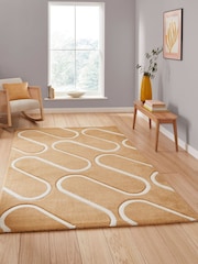 Catherine Lansfield Yellow Linear Curve Modern Geometric Rug - Image 1 of 6