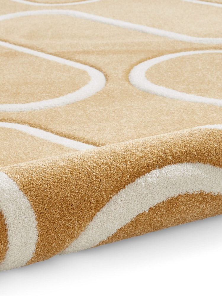 Catherine Lansfield Yellow Linear Curve Modern Geometric Rug - Image 6 of 6