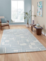 Catherine Lansfield Blue Blocks Modern Abstract Rug - Image 1 of 6