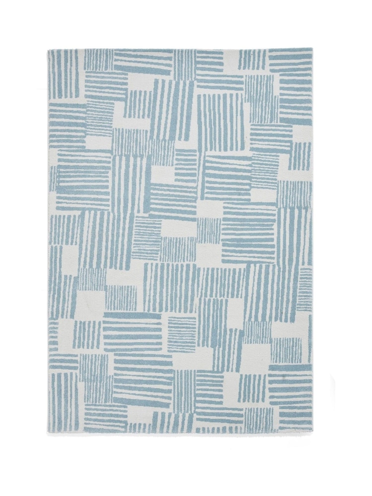 Catherine Lansfield Blue Blocks Modern Abstract Rug - Image 2 of 6