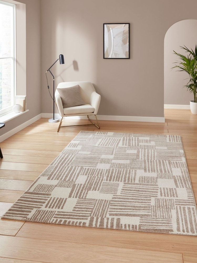 Catherine Lansfield Natural Blocks Modern Abstract Rug - Image 1 of 6