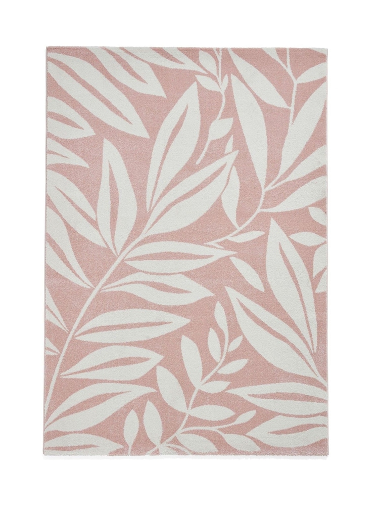 Catherine Lansfield Pink Sorral Leaves Botanical Rug - Image 2 of 6 Catherine Lansfield Pink Sorral Leaves Botanical Rug - Image 2 of 6