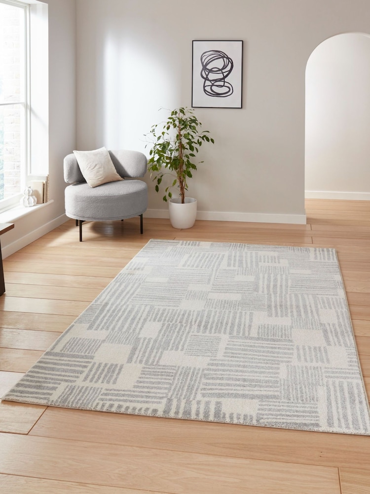 Catherine Lansfield Grey Blocks Modern Abstract Rug - Image 1 of 6