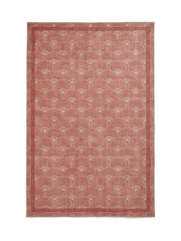 Catherine Lansfield Orange Deco Peacock Washable Rug - Image 2 of 6