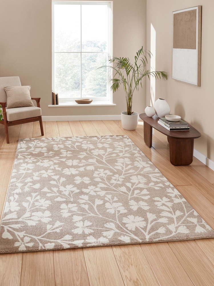 Catherine Lansfield Natural Grace Floral Rug - Image 1 of 6