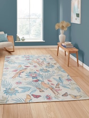 Catherine Lansfield Blue Amaya Tropical Birds Washable Rug - Image 1 of 6