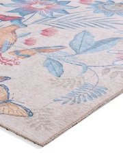 Catherine Lansfield Blue Amaya Tropical Birds Washable Rug - Image 4 of 6
