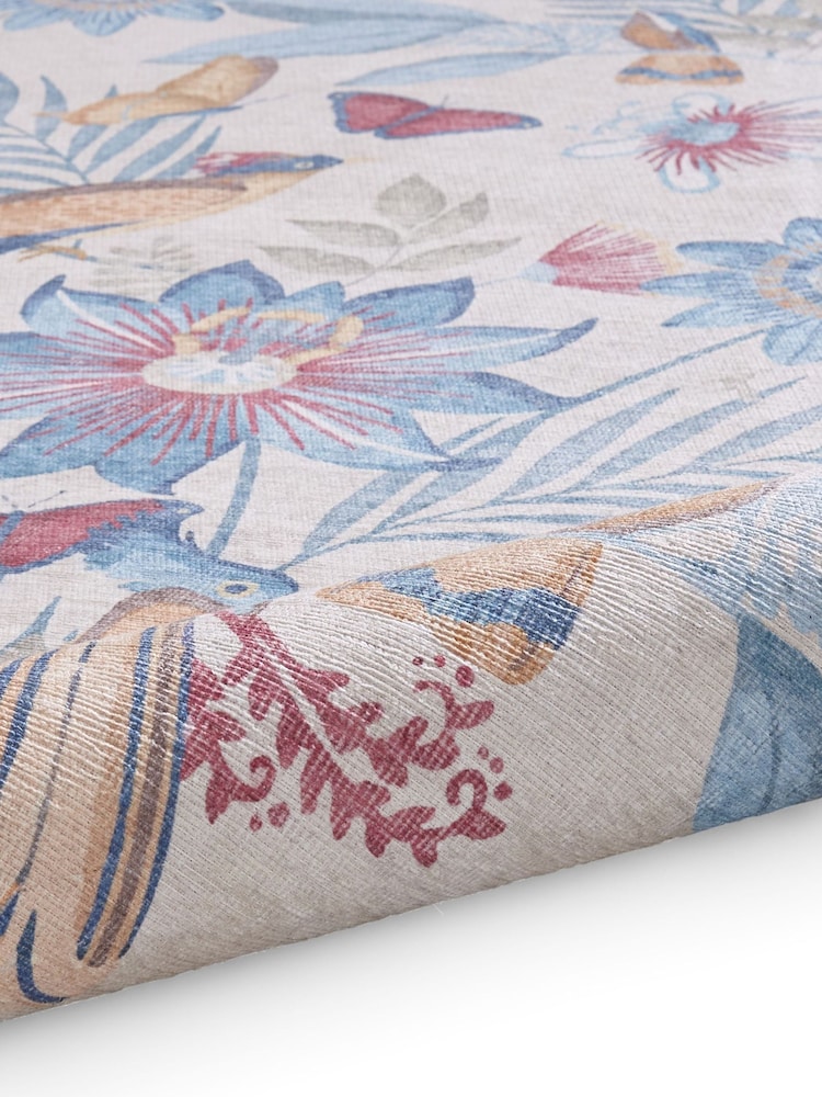 Catherine Lansfield Blue Amaya Tropical Birds Washable Rug - Image 6 of 6