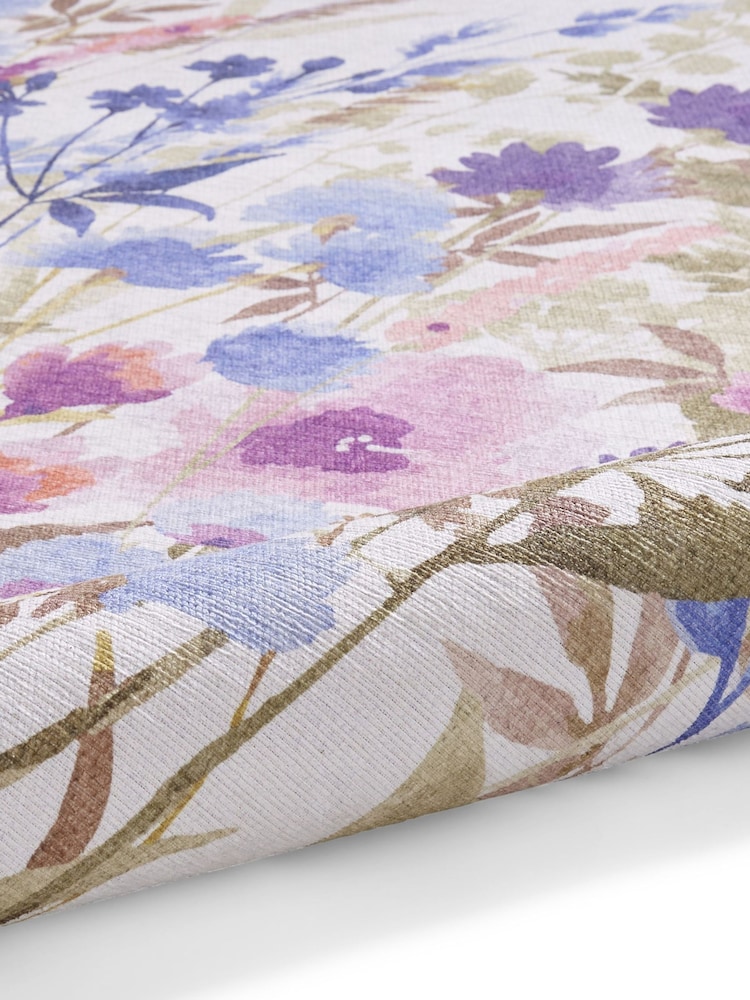 Catherine Lansfield Purple Country Floral Print Rug - Image 6 of 6