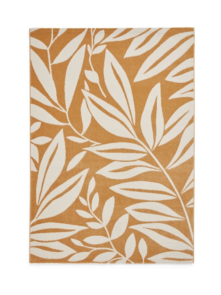 Catherine Lansfield Yellow Sorral Leaves Botanical Rug - Image 2 of 6