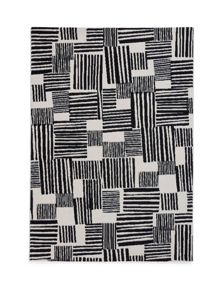 Catherine Lansfield White Blocks Modern Abstract Rug - Image 2 of 6
