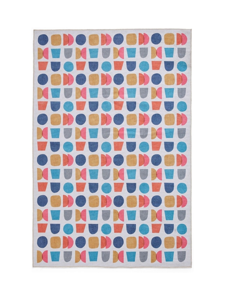 Catherine Lansfield Blue Connect Geo Modern Geometric Rug - Image 2 of 6 Catherine Lansfield Blue Connect Geo Modern Geometric Rug - Image 2 of 6