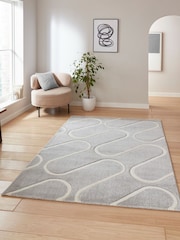 Catherine Lansfield Grey Linear Curve Modern Geometric Rug - Image 1 of 6