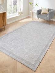 Catherine Lansfield Silver Deco Peacock Washable Rug - Image 1 of 6