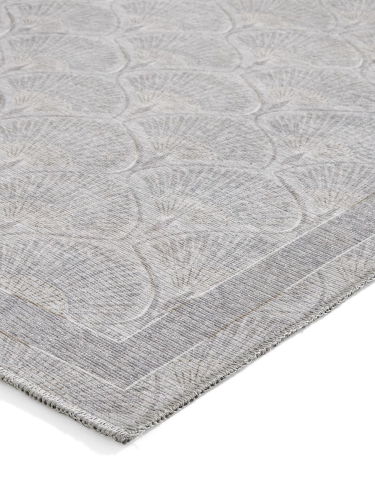 Catherine Lansfield Silver Deco Peacock Washable Rug - Image 6 of 6