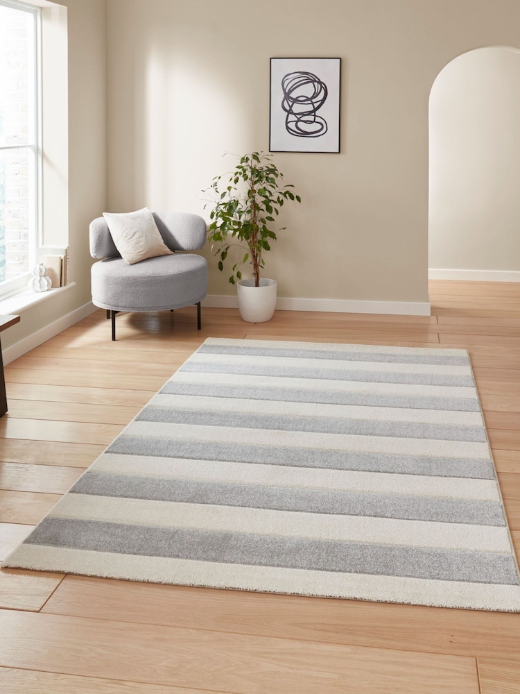 Catherine Lansfield Grey Cove Stripe Modern Linear Rug - Image 1 of 6
