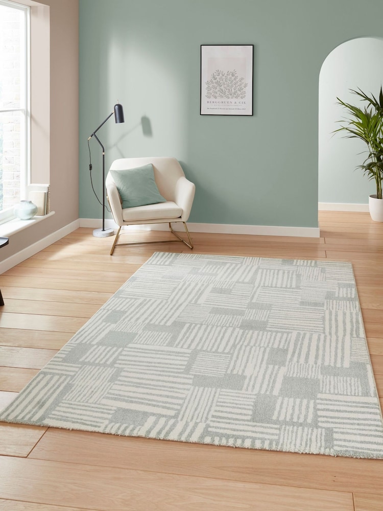 Catherine Lansfield Green Blocks Modern Abstract Rug - Image 1 of 6 Catherine Lansfield Green Blocks Modern Abstract Rug - Image 1 of 6