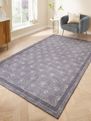 Catherine Lansfield Grey Deco Peacock Washable Rug - Image 1 of 6