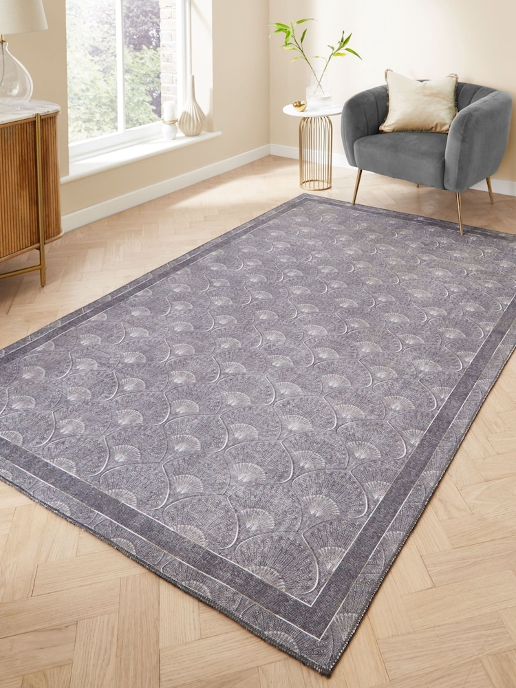 Catherine Lansfield Grey Deco Peacock Washable Rug - Image 1 of 6 Catherine Lansfield Grey Deco Peacock Washable Rug - Image 1 of 6