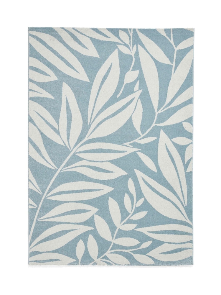 Catherine Lansfield Blue Sorral Leaves Botanical Rug - Image 2 of 6 Catherine Lansfield Blue Sorral Leaves Botanical Rug - Image 2 of 6