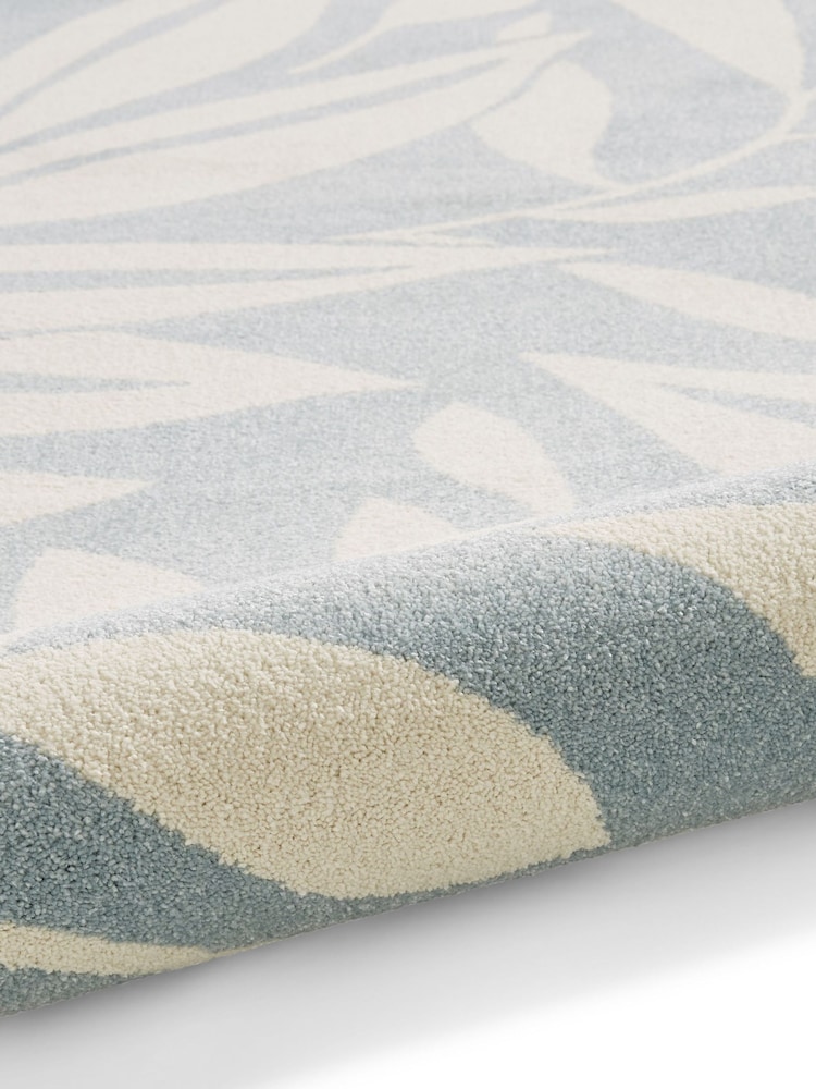 Catherine Lansfield Blue Sorral Leaves Botanical Rug - Image 6 of 6