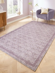 Catherine Lansfield Purple Deco Peacock Washable Rug - Image 1 of 6