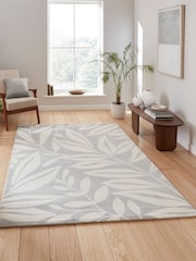 Catherine Lansfield Grey Sorral Leaves Botanical Rug - Image 1 of 6